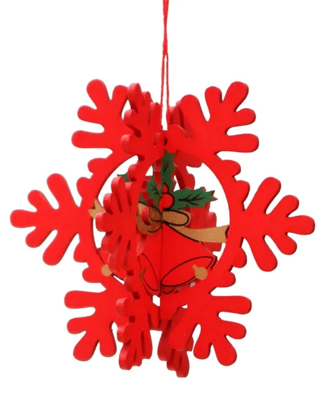 3D Snowflake Christmas Ornaments Hand Painted Wood - Shipping In Style