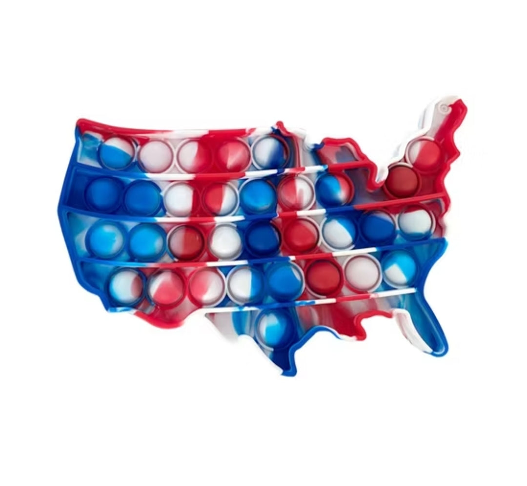 USA Shape Red White Blue Fidget Bubble Pop Toy
