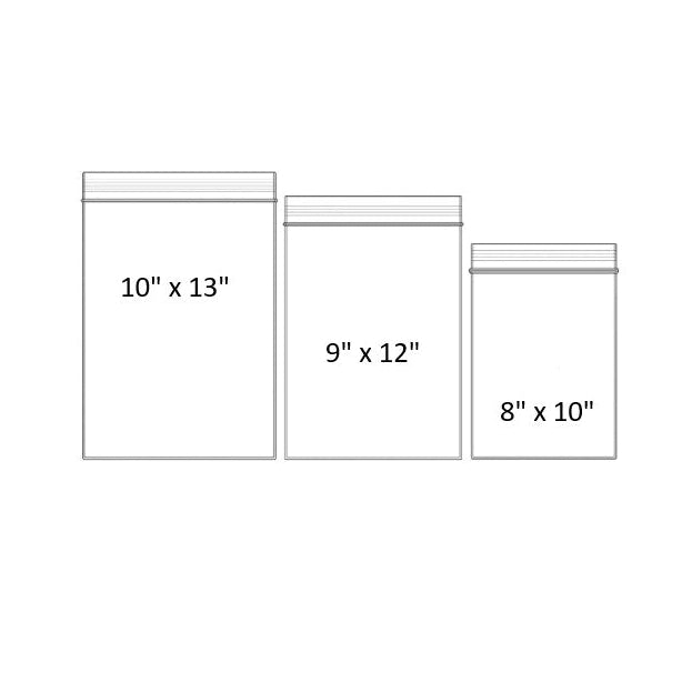 Clear Zip Top Seal Lock Bags Packaging Supplies 100 Pack - 10x13, 9x12, 8x10