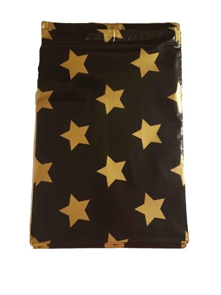 Black Gold Stars Poly Mailers Size 10x13 Colorful Shipping Bags - Shipping In Style