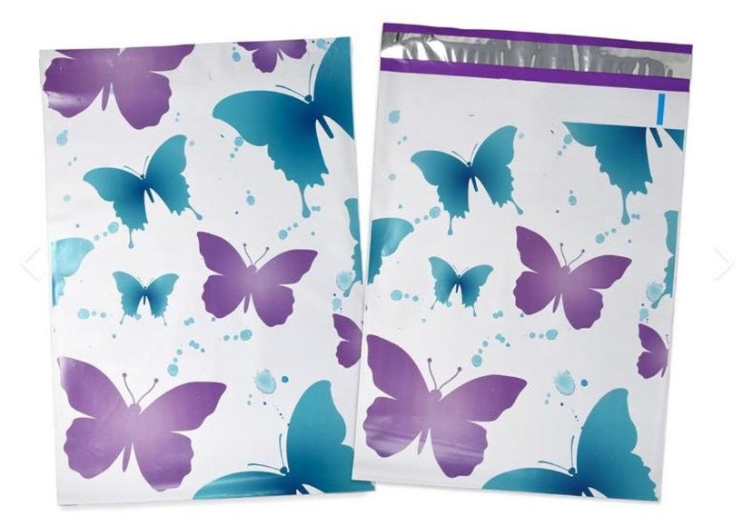 Butterfly Purple Turquoise Poly Mailers Size 6x9 Shipping Bags - Shipping In Style
