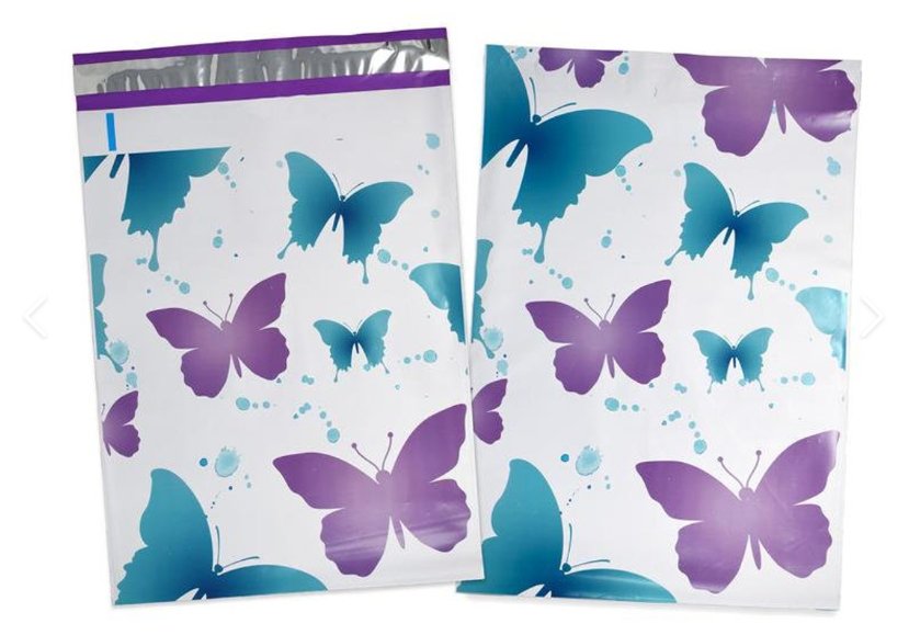 Butterfly Purple Turquoise Poly Mailers Size 6x9 Shipping Bags - Shipping In Style