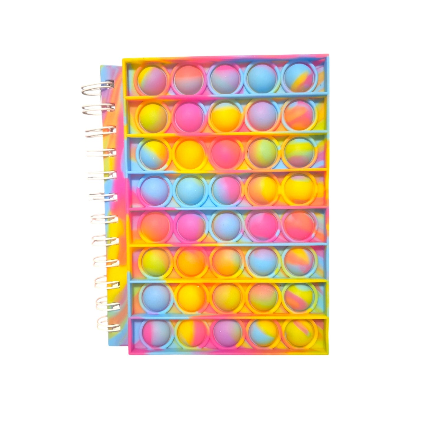 Colorful Fidget Bubble Pop Notebook Tie Dye Rainbow Spiral Journal - Shipping In Style