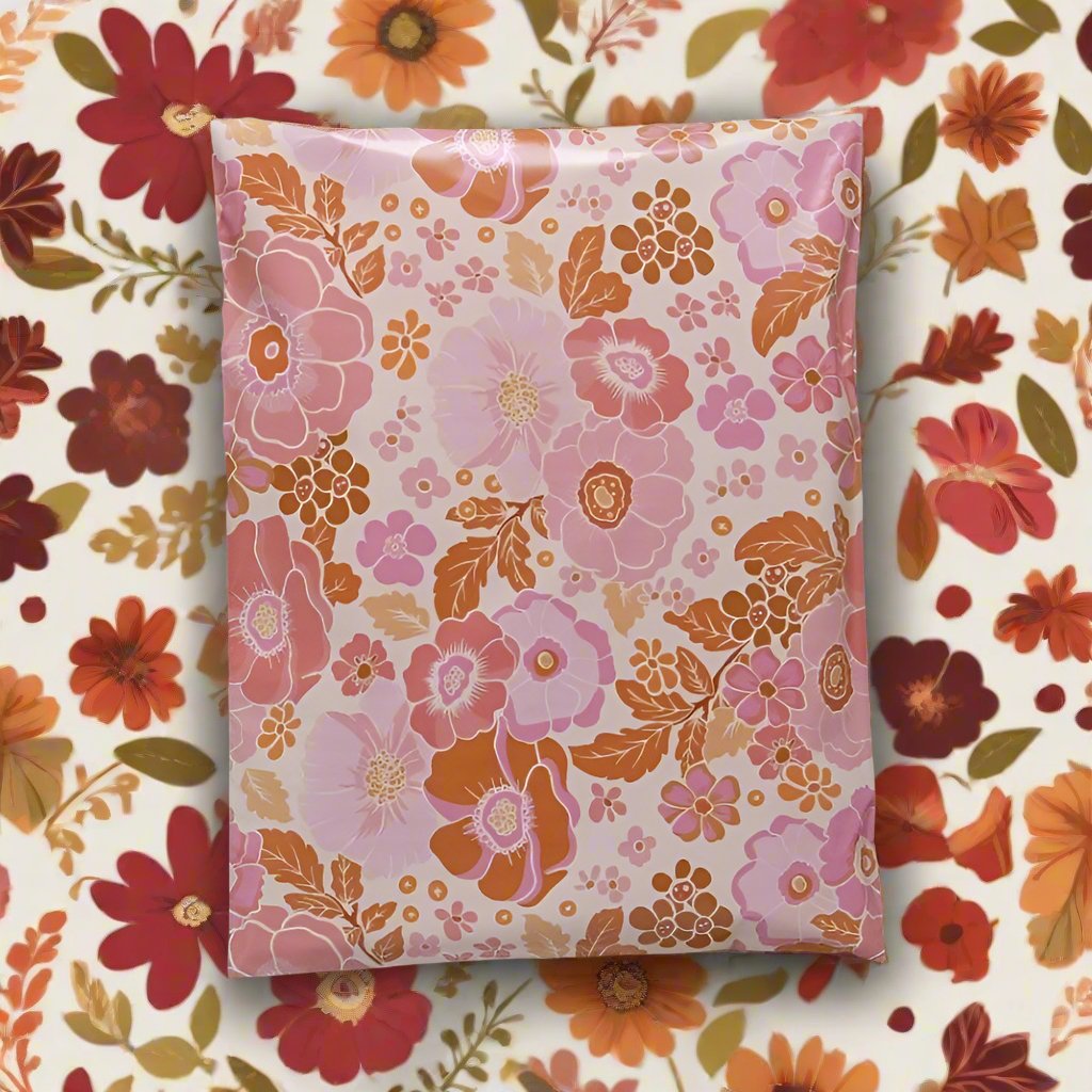 Fall Flowers Poly Mailers Size 14x17 Autumn Floral Shipping Bags - Shipping In Style