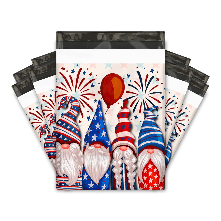 Gnome Flag USA Poly Mailers Size 10x13 Patriotic Shipping Bags 4th of July Independence Day - Shipping In Style