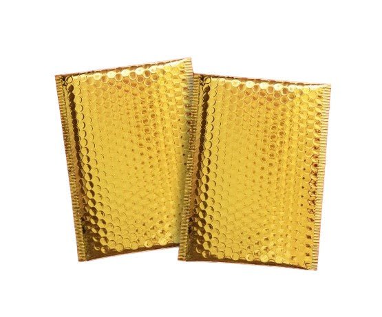 50 Gold Metallic Bubble Mailers – 9x12 Inches, Clear Interior Space, Self-Seal, DiaGold Brand