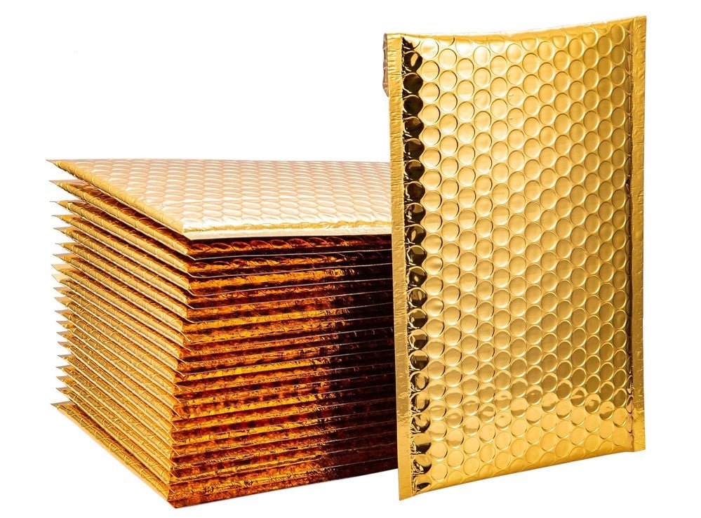 Gold Metallic Bubble Mailers Size 4x8 Padded Shipping Bags - Shipping In Style