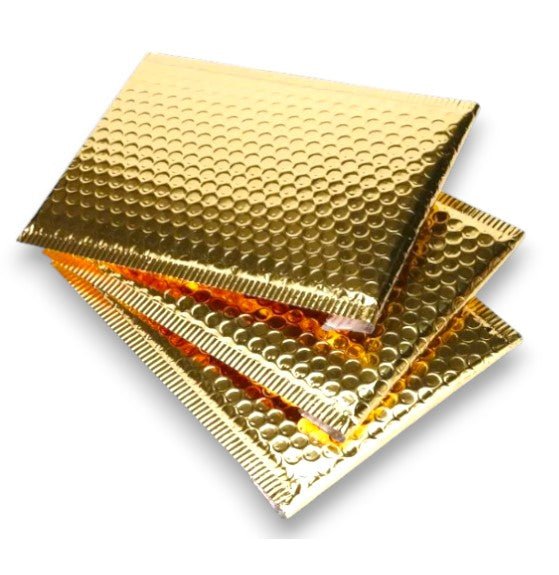 Gold Metallic Bubble Mailers Size 8.5x12 Padded Shipping Bags - Shipping In Style