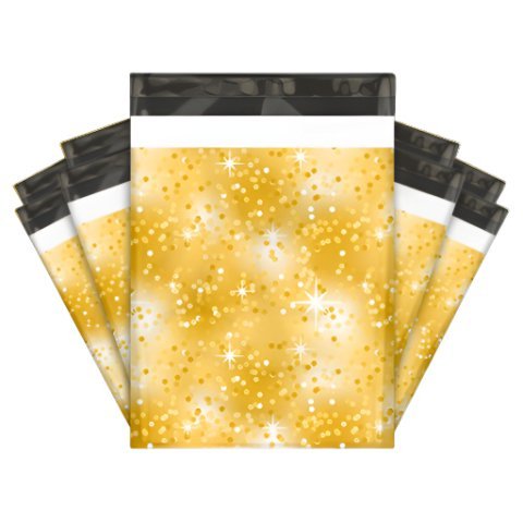 Gold Sparkle Poly Mailers Size 10x13 Colorful Shipping Bags - Shipping In Style