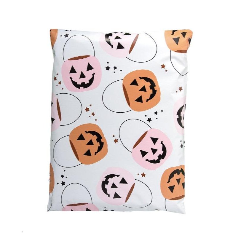 Halloween Pumpkin Poly Mailers Size 12x15.5 Trick or Treat Shipping Bags - Shipping In Style