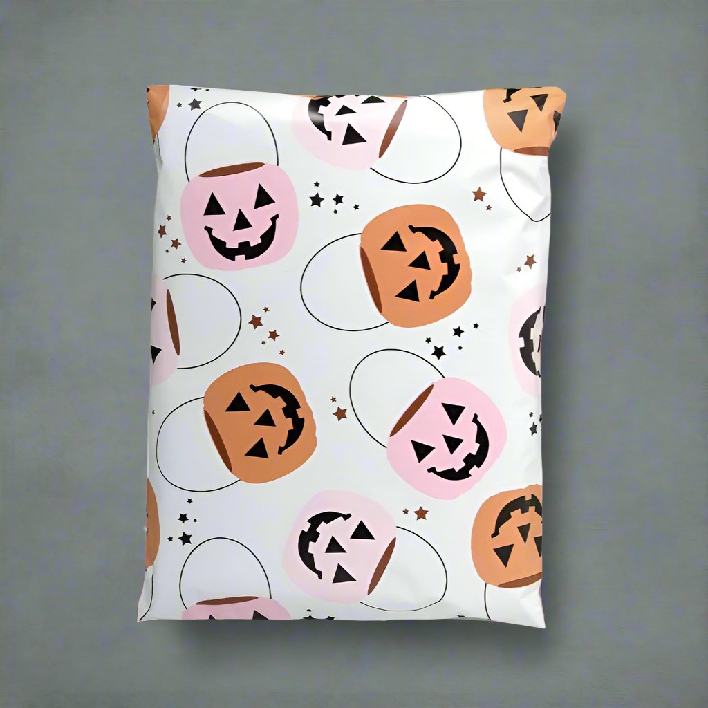Halloween Pumpkin Poly Mailers Size 6x9 Trick or Treat Shipping Bags - Shipping In Style