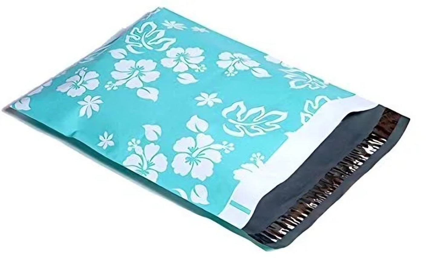Hawaiian Aloha Blue Poly Mailers Size 10x13 Colorful Shipping Bags - Shipping In Style