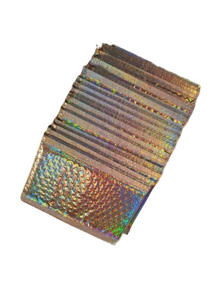 Holographic Silver Metallic Bubble Mailers Size 4x8 Padded Shipping Bags - Shipping In Style