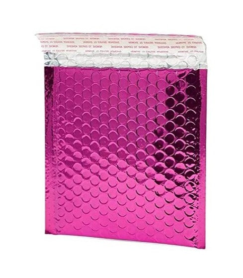 Hot Pink Metallic Bubble Mailers Size 5x7 Padded Shipping Bags - Shipping In Style