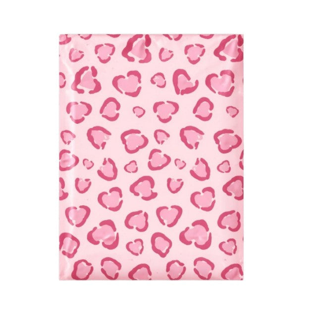 Pink leopard print poly mailers