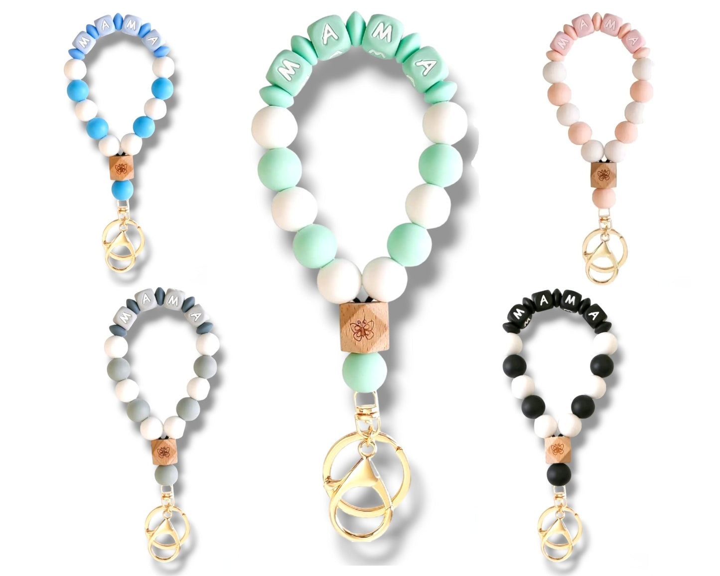 Mama Butterfly Bracelet Keychain Silicone Beaded Accessory - Shipping In Style