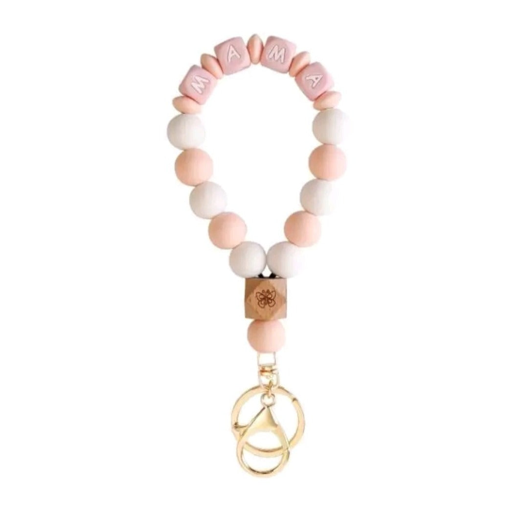 Mama Butterfly Keychain Bracelet Silicone Bead Wristlet Key Chain - Shipping In Style