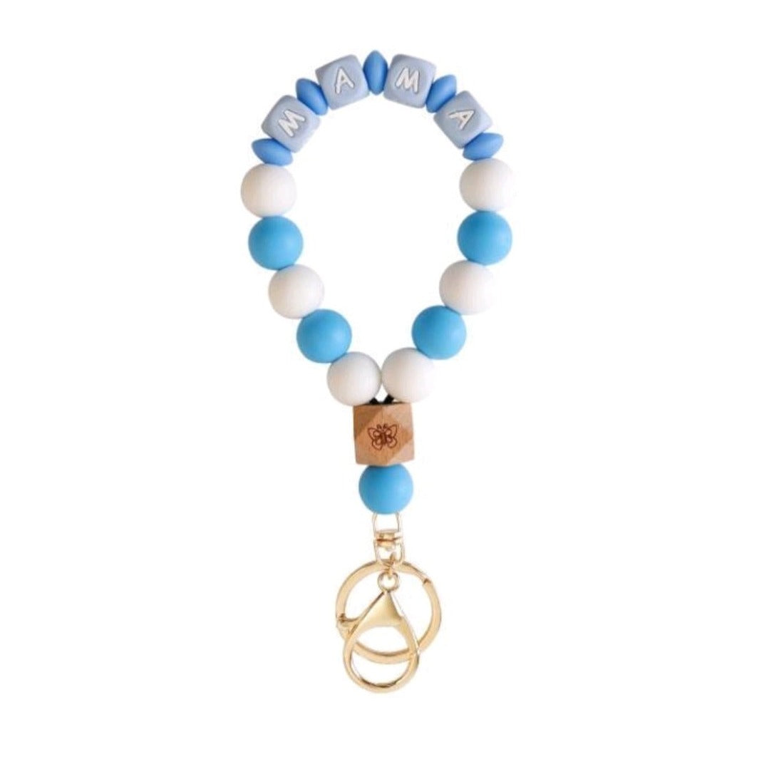 Mama Butterfly Keychain Bracelet Silicone Bead Wristlet Key Chain - Shipping In Style