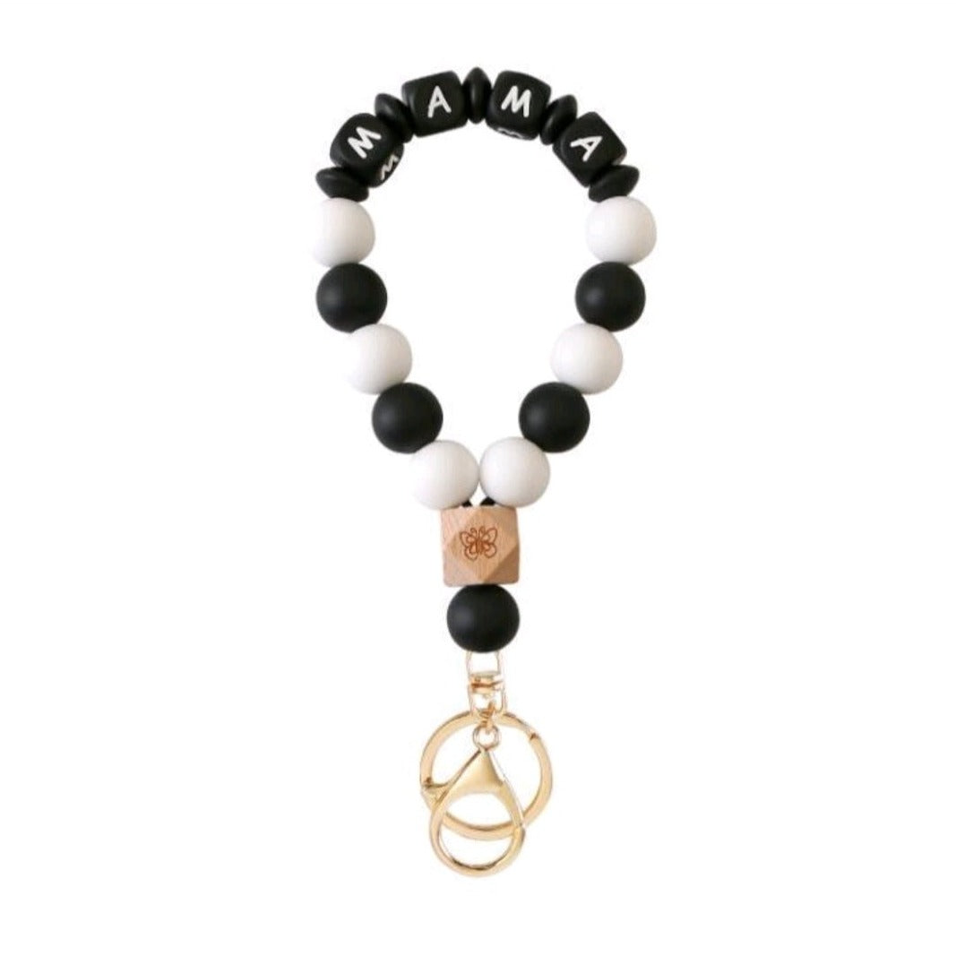 Mama Butterfly Keychain Bracelet Silicone Bead Wristlet Key Chain - Shipping In Style