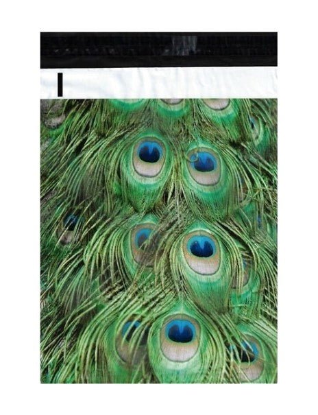 Peacock Feathers Green Poly Mailers Size 6x9 Shipping Bags - Shipping In Style