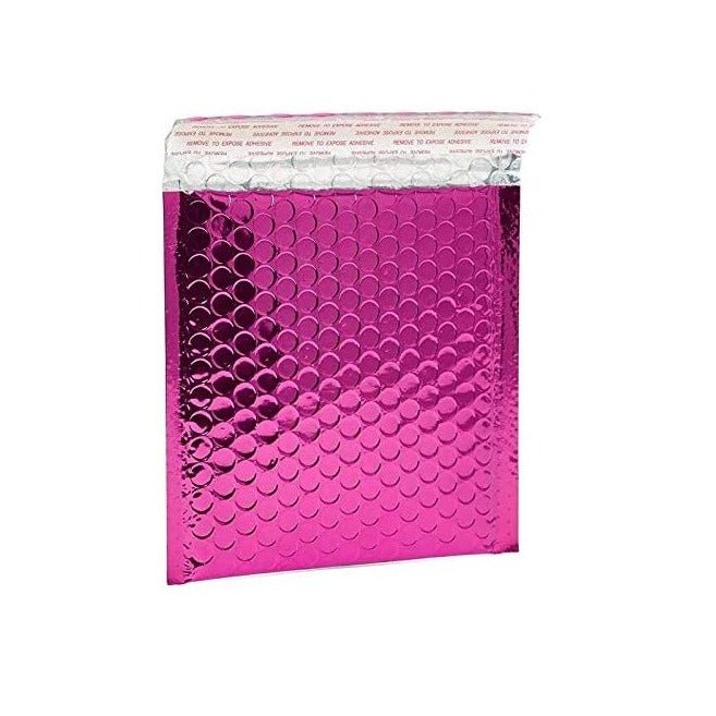 Pink Metallic Bubble Mailers Size 6.5x10 Glossy Padded Envelopes - Shipping In Style