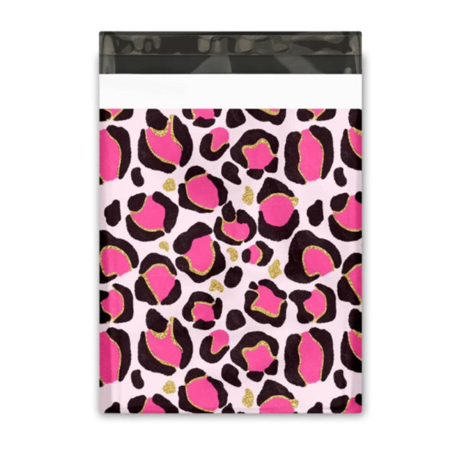 Pink Leopard Poly Mailers Size 10x13 Colorful Shipping Bags Cheetah