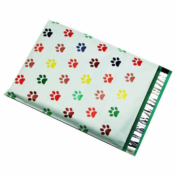 Puppy Dog Paw Print Colorful Poly Mailers Size 6x9 Shipping Bags - Shipping In Style