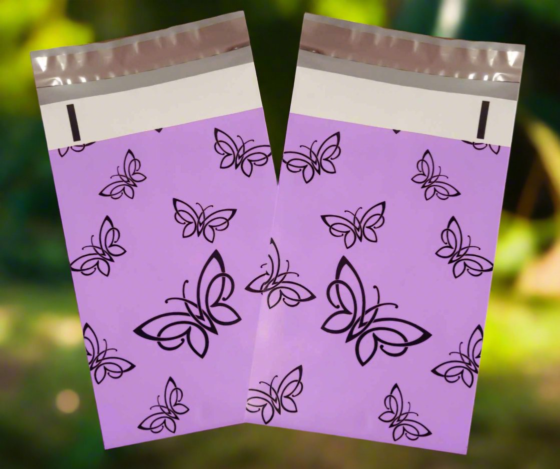 Purple Butterfly Poly Mailers Size 6x9 Shipping Bags Designed By Shipping In Style - Shipping In Style