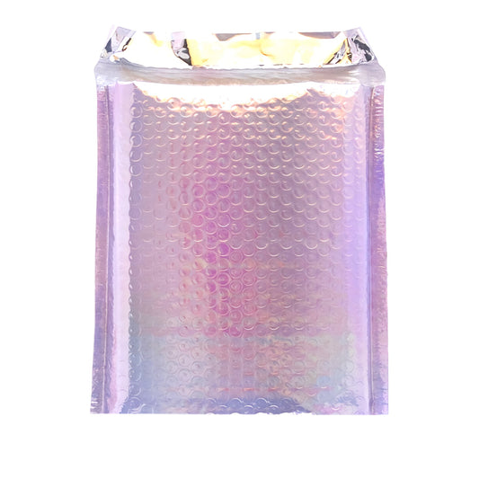 Purple Tint Silver Metallic Holographic Bubble Mailers Size 10.5x16 Shipping Bags - Shipping In Style