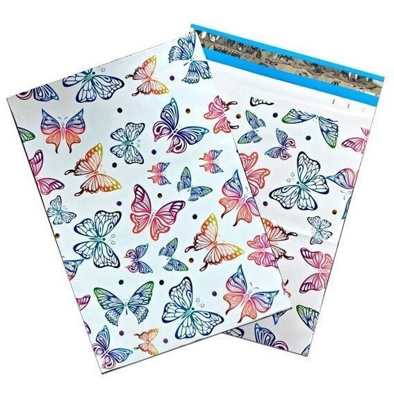 Rainbow Butterflies Poly Mailers Size 10x13 Butterfly Shipping Bags - Shipping In Style