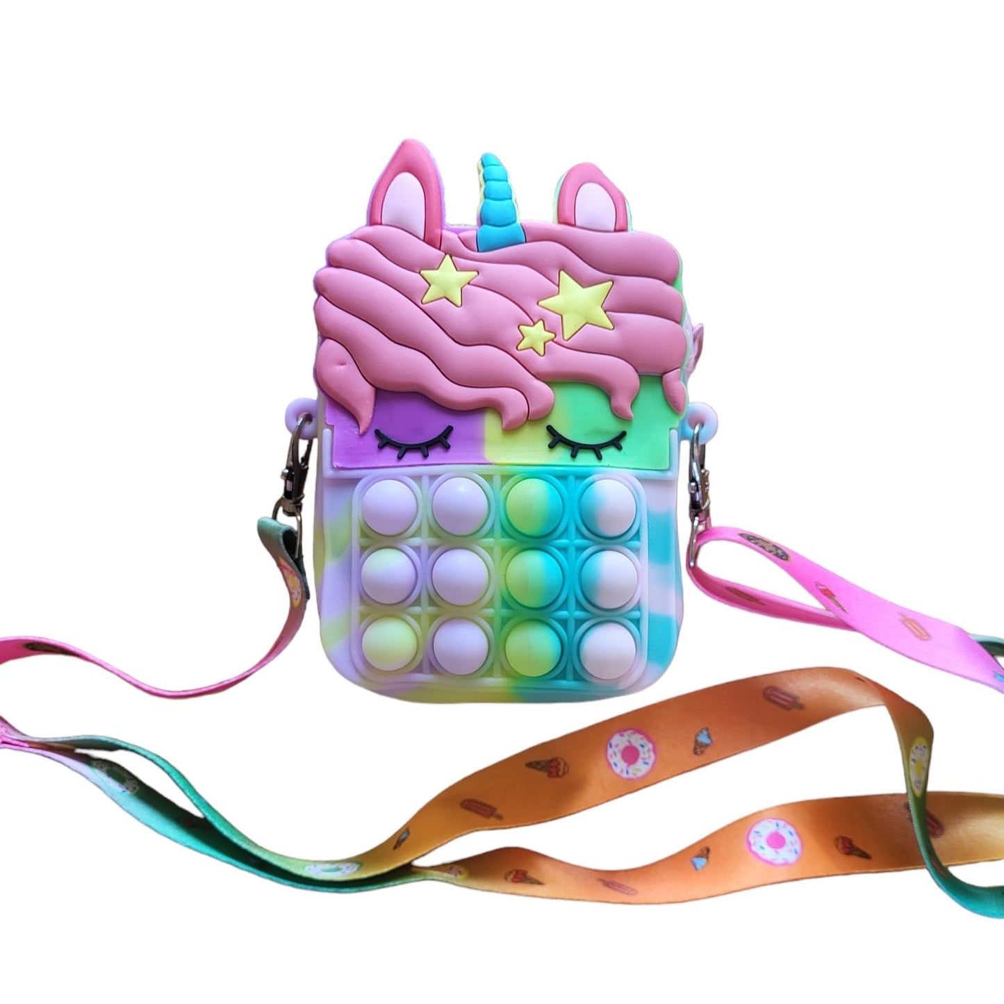Rainbow Tie Dye Fidget Bubble Pop Crossbody Unicorn Purse - Shipping In Style