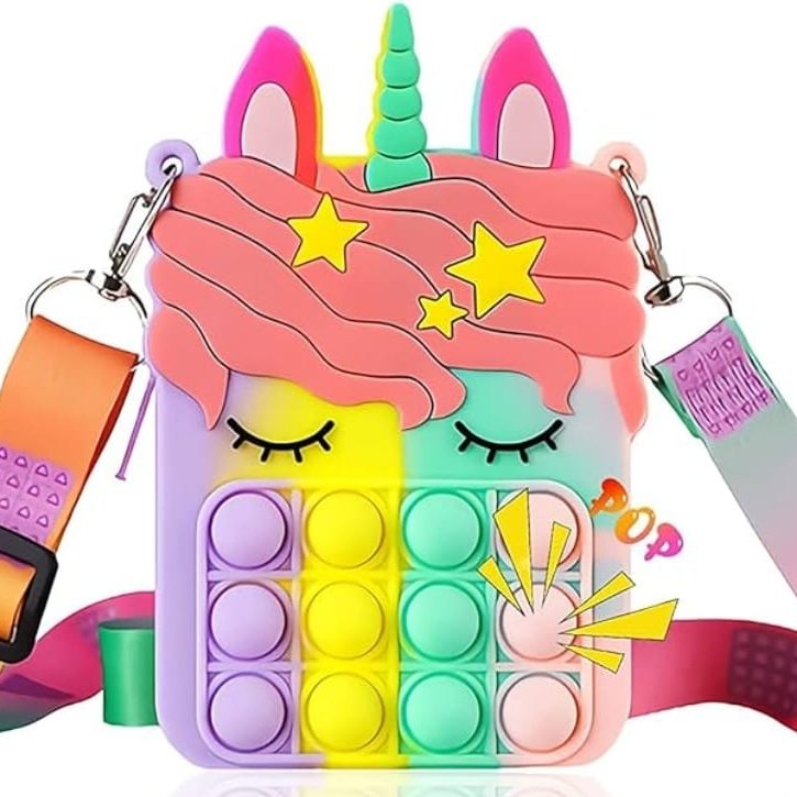 Rainbow Tie Dye Fidget Bubble Pop Crossbody Unicorn Purse - Shipping In Style