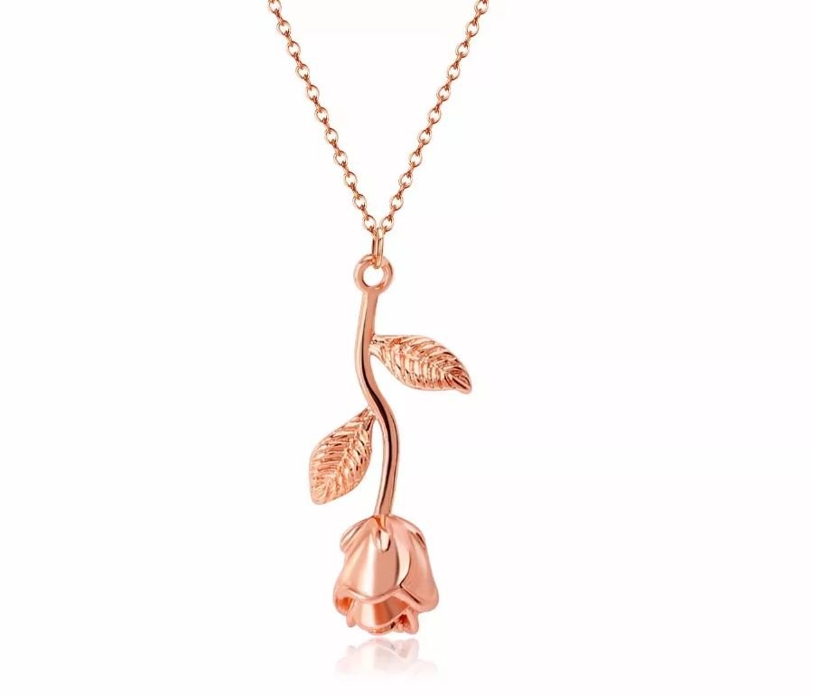 Rose Necklace Gifts For Her Silver or Rose Gold 16k Plated For Mom Flower Jewelry - Shipping In Style