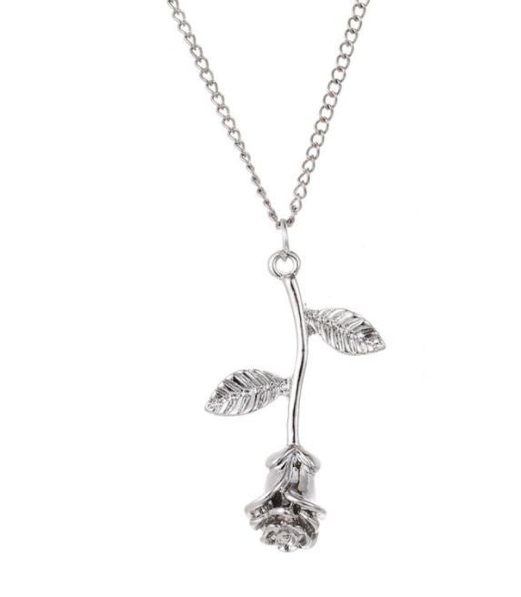 Rose Necklace Gifts For Her Silver or Rose Gold 16k Plated For Mom Flower Jewelry - Shipping In Style