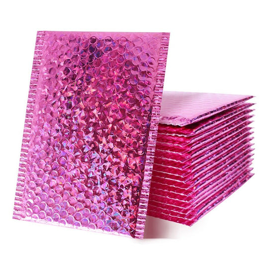 Rose Pink Metallic Bubble Mailers Size 5x8 Padded Shipping Bags - Shipping In Style