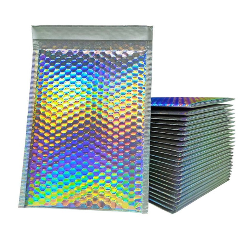 Silver Holographic Metallic Bubble Mailers Size 6.5x10 Padded Shipping Bags - Shipping In Style