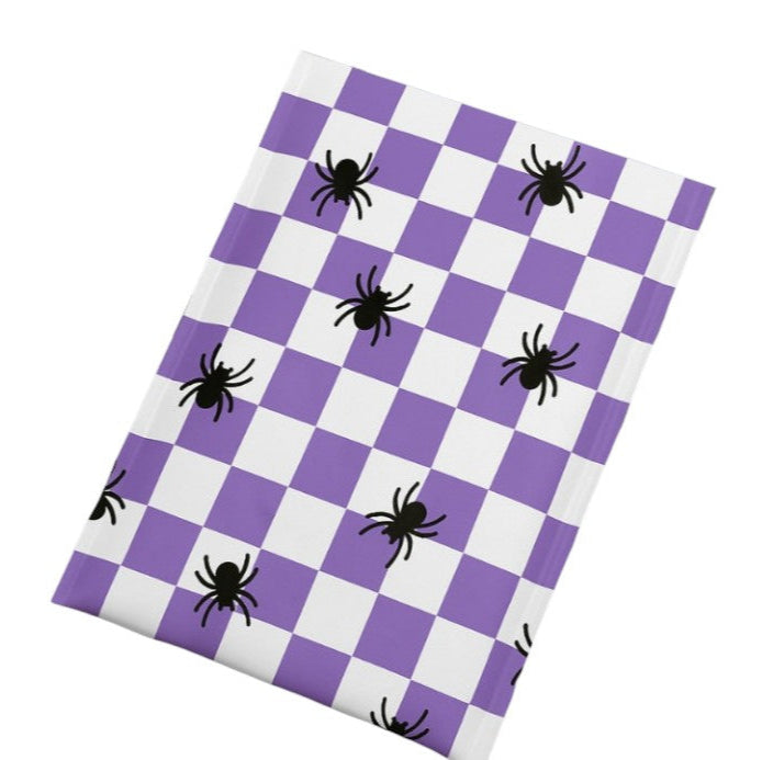 Spider Halloween Poly Mailers Size 6x9 Purple Check Shipping Bags
