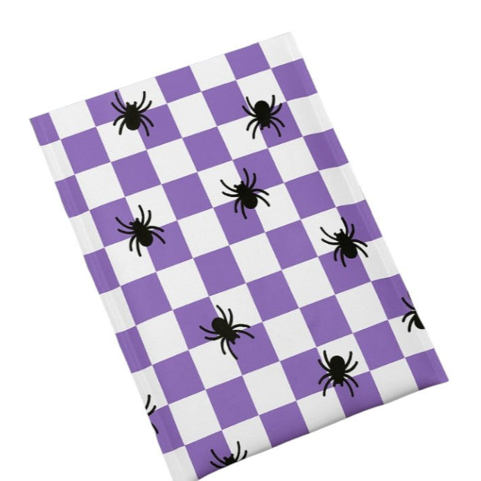 Spider Halloween Poly Mailers Size 6x9 Purple Check Shipping Bags
