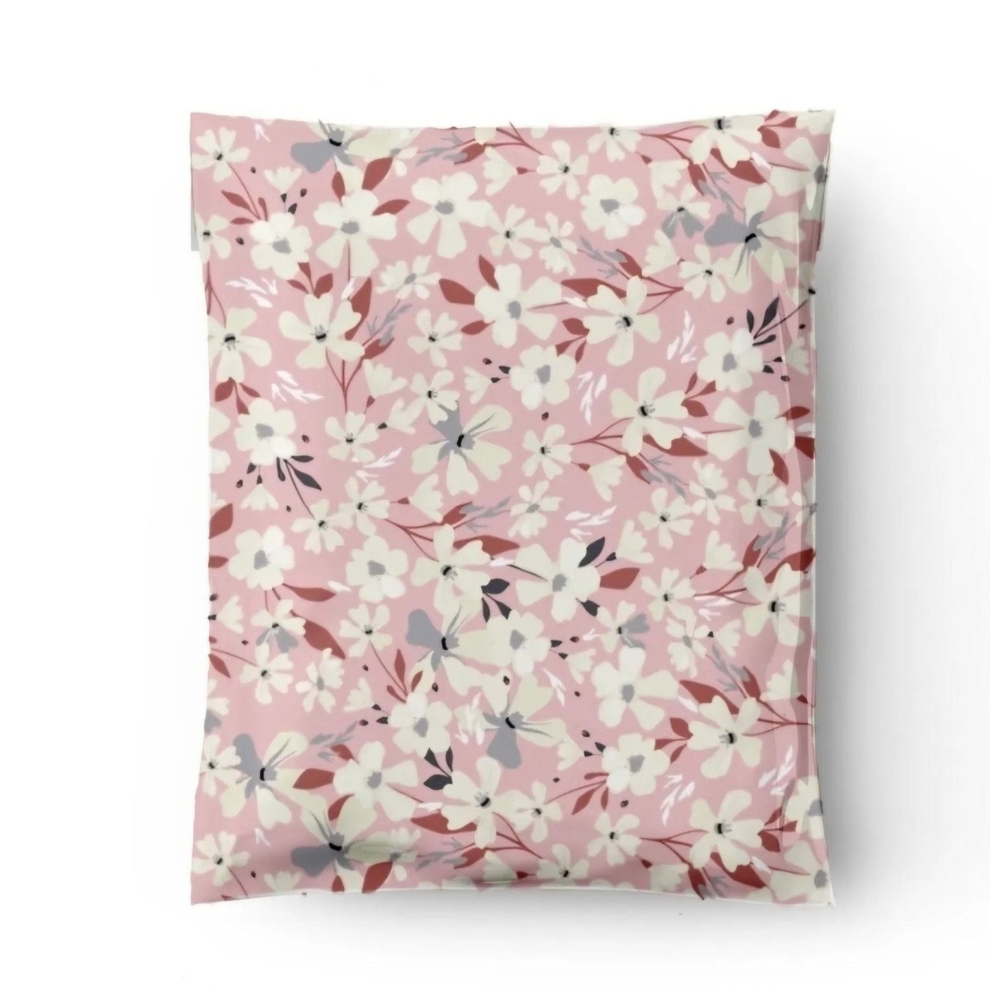 Spring Pink White Flower Poly Mailers Size 7.5x10.5 Shipping Bags - Shipping In Style