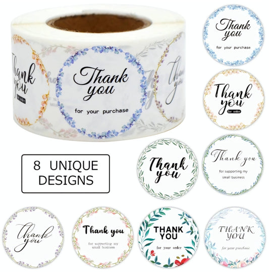 Thank You Stickers 1.5 inch 500 Count Per Roll Colorful Round Shipping Supplies - Shipping In Style