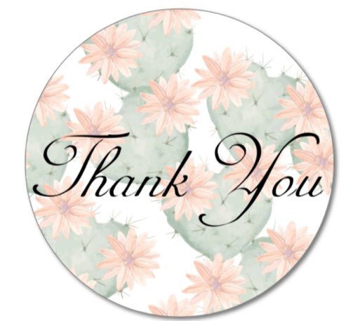Thank You Stickers 2.5 inch 300 Count Per Pack Cactus Blossom Shipping Supplies - Shipping In Style