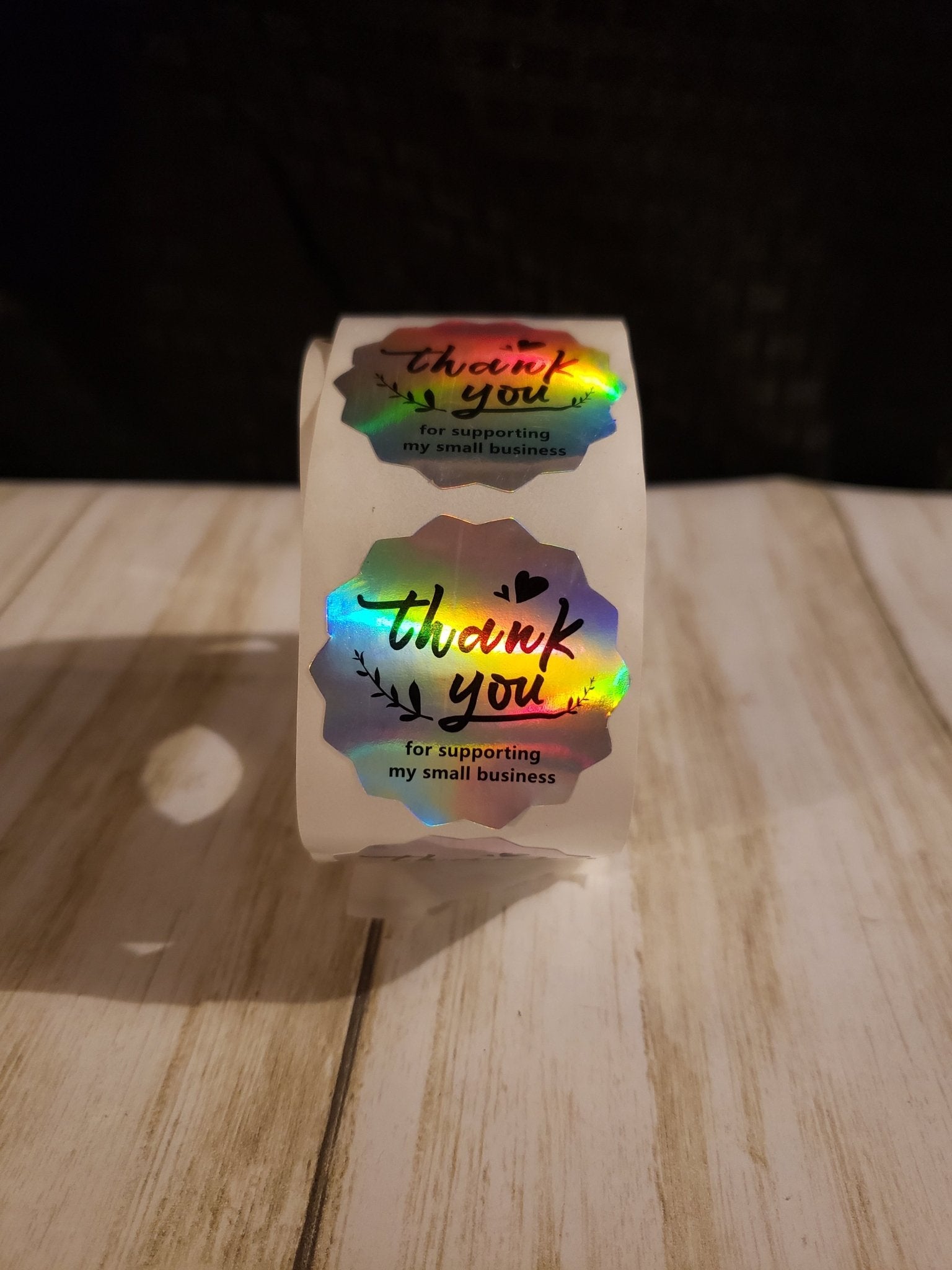 Thank You Stickers Holographic Silver 1.5 inch 500 Stickers Per Roll Wavy Shaped Shipping Supplies - Shipping In Style