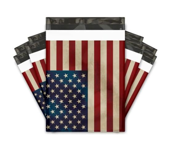 USA Flag Patriotic Poly Mailers Size 10x13 Spring Shipping Bags - Shipping In Style