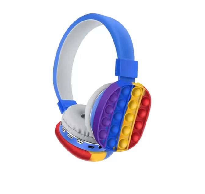 Wireless Bluetooth Headphones Silicone Fidget Bubble Pop Built-in Mic On-Ear Headset for Phone, Tablet, Computer