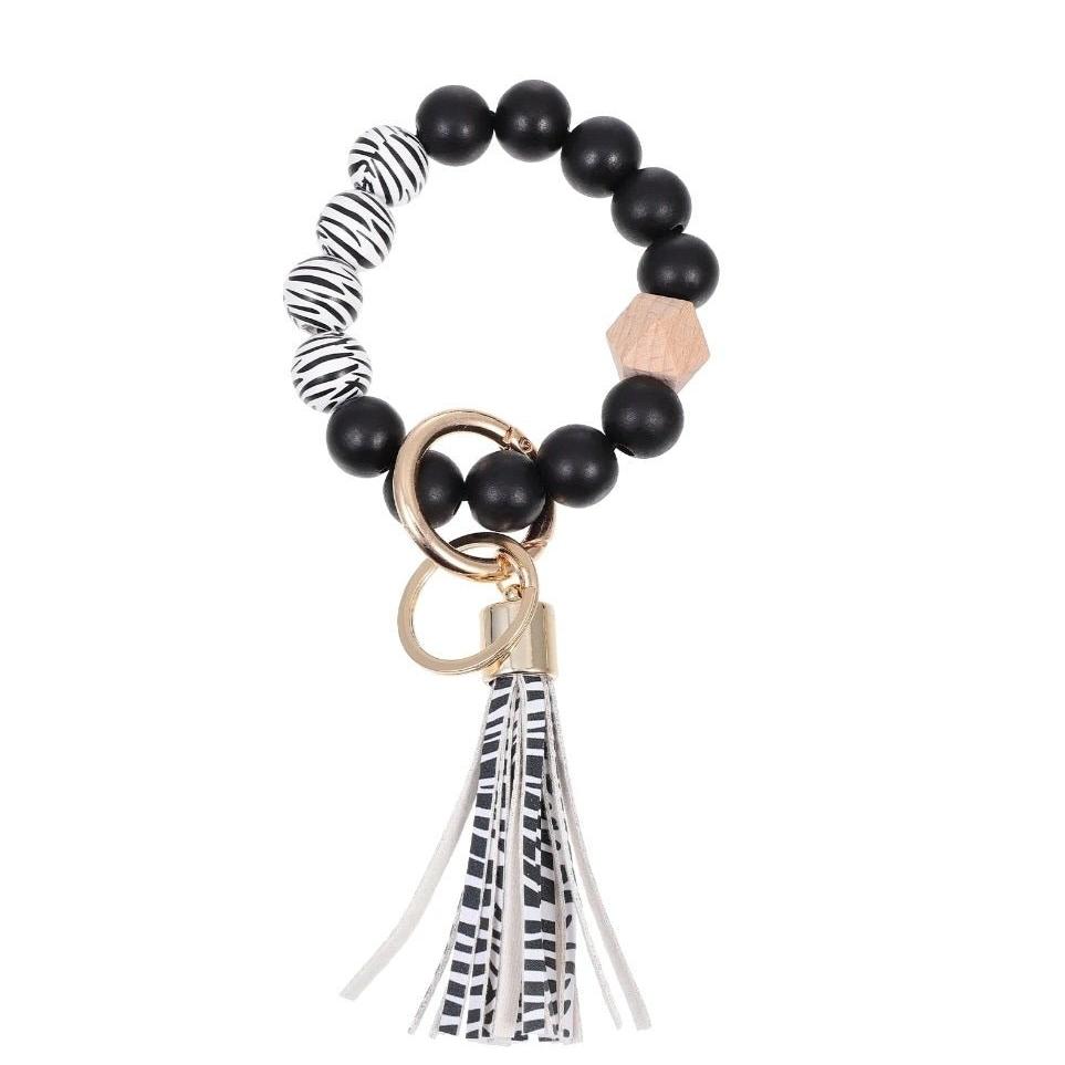 Zebra Striped Wristlet Keychain Bracelet - Shipping In Style
