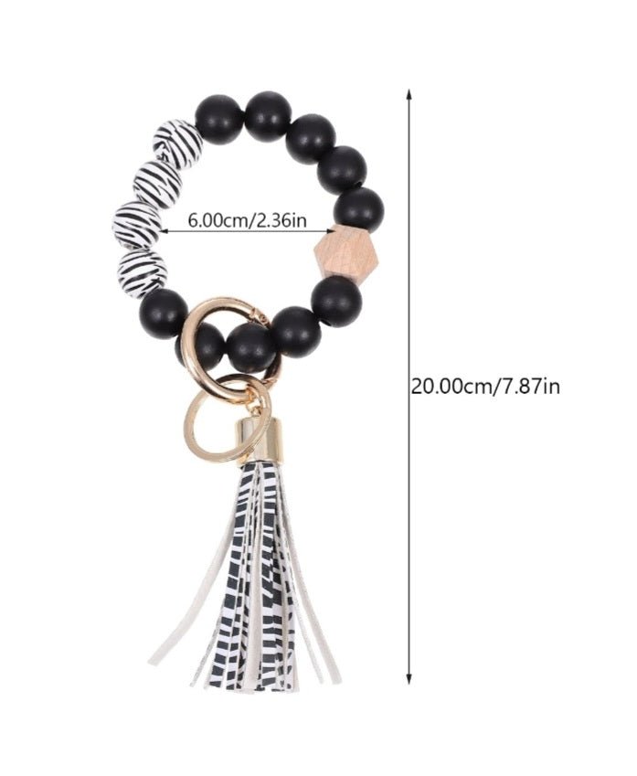 Zebra Striped Wristlet Keychain Bracelet - Shipping In Style