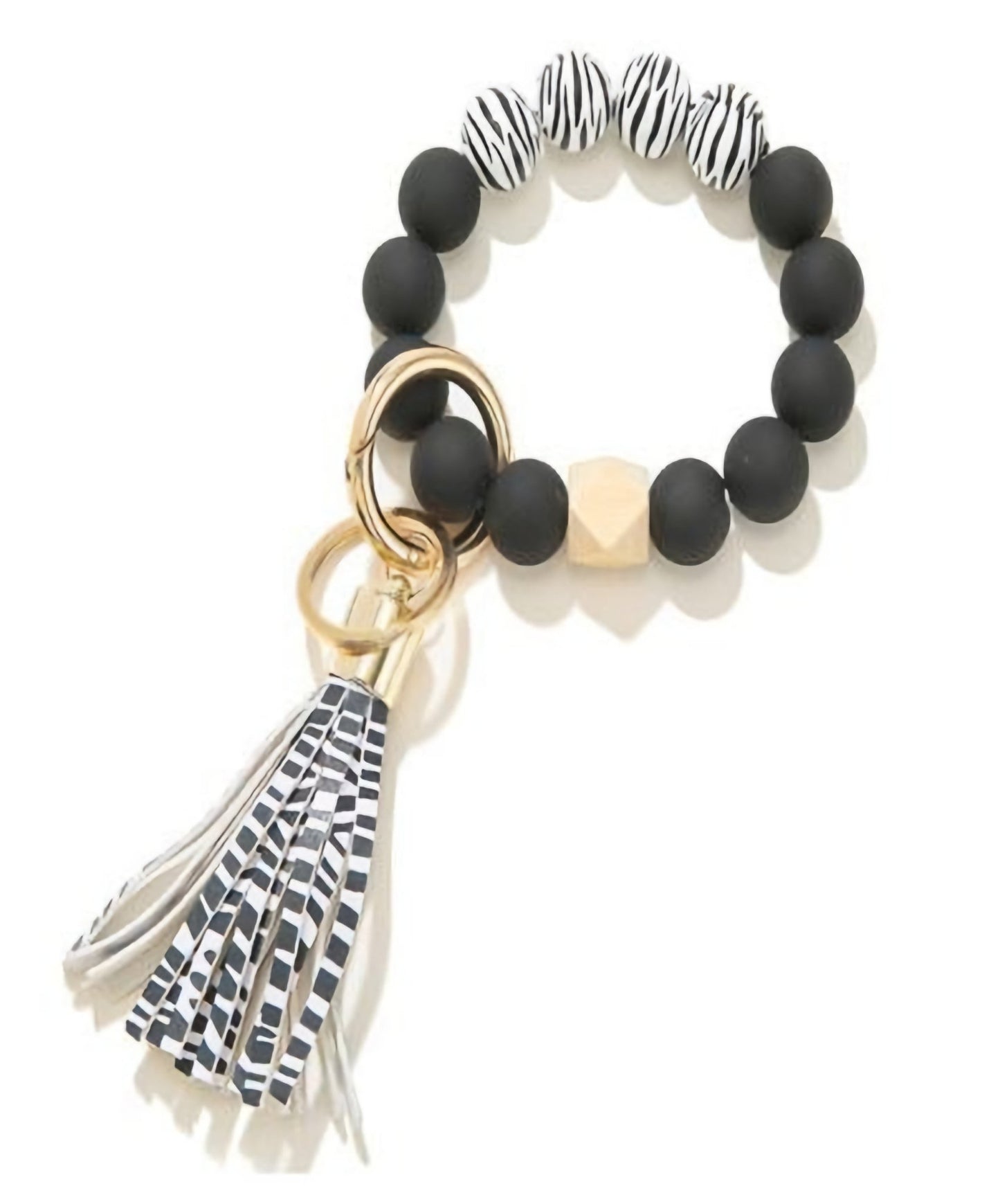 Zebra Striped Wristlet Keychain Bracelet - Shipping In Style
