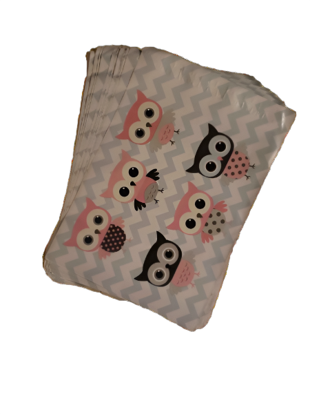 Owl Pink Chevron Poly Mailers Size 10x13 Colorful Shipping Bags
