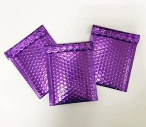 Purple Metallic Bubble Mailers Size 5x5 Padded Shipping Bags