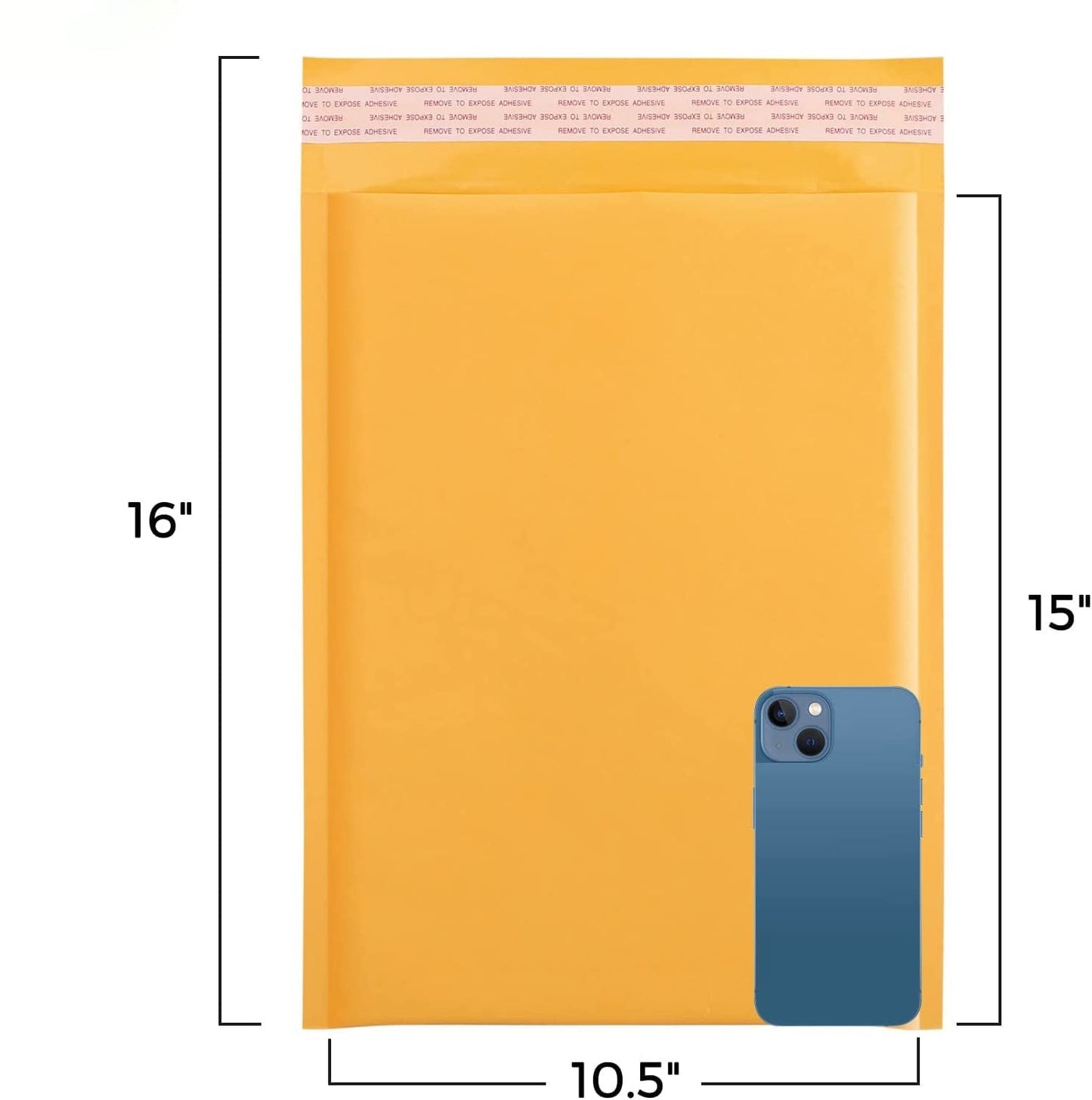 10.5x16 Kraft Bubble Mailer  #5 | Usable Size 10.5x15" | Yellow